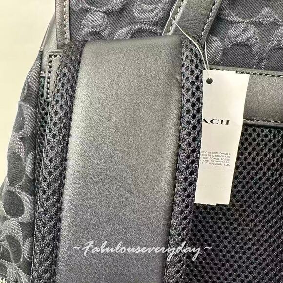 Coach Men's Sprint Backpack In Signature Denim/Silver/Black CAJ57 - Picture 5 of 16